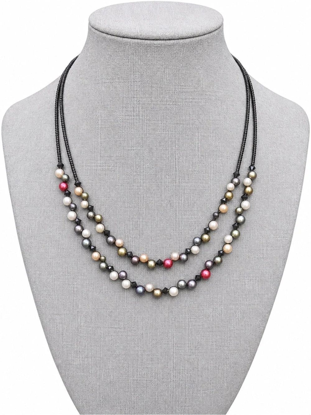 Lia Sophia Multi-Color Tahitian Fresh Water Pearl Layered Necklace. EUC